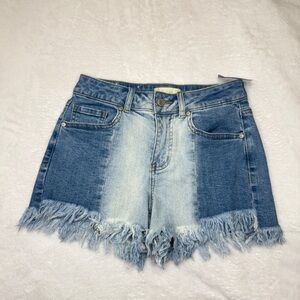 Altar'd State Blue Jean Shorts Frayed Hem